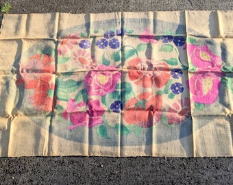 Kit para tejer alfombras a crochet, diseño Fleurette de Columbia Design de la década de 1900, 3036, arpillera.