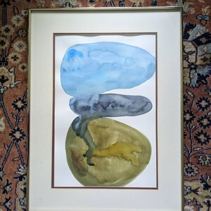 Modernist watercolor flowing oval shapes minimal