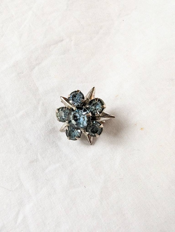 Midcentury icy blue star brooch pin