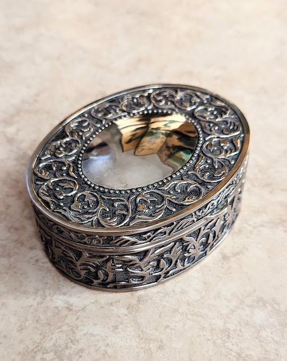 Noble ornate metal box oval