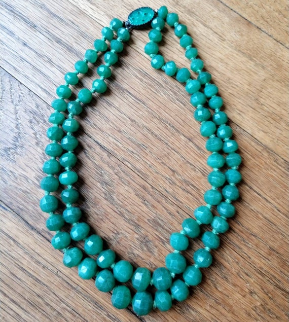 50's Aventurine choker 2 strand necklace - image 4