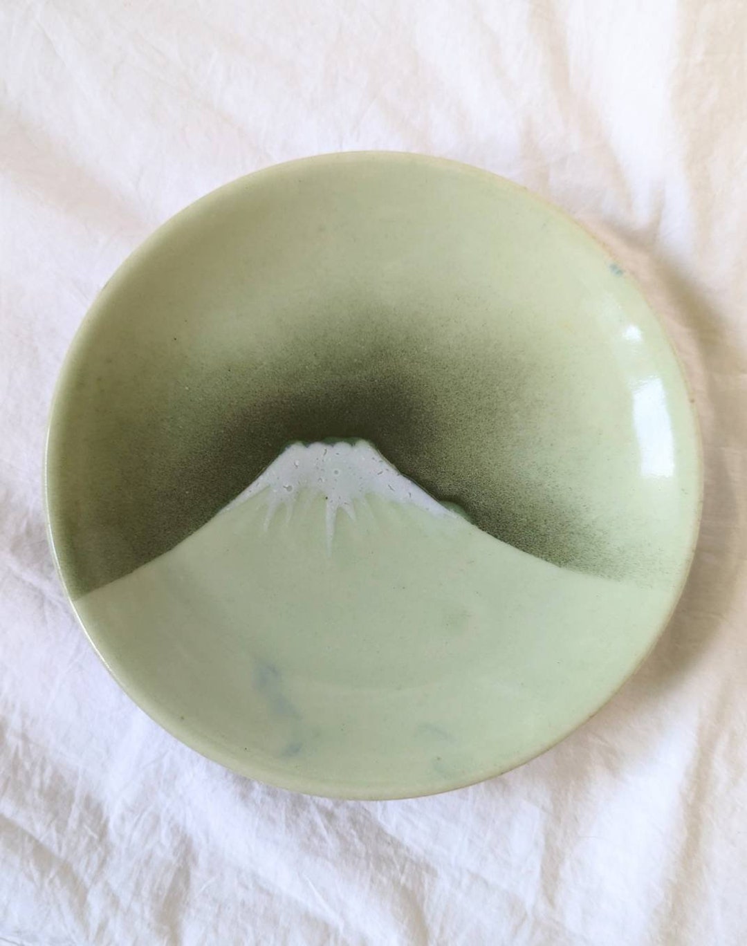 19世紀日本の青磁皿、富士山手描き、直径7.5インチ - Etsy 日本