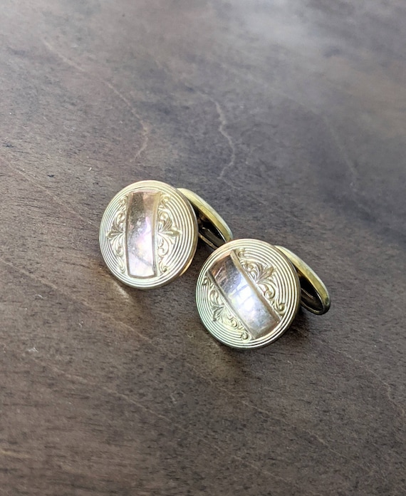 Gold plated cufflinks Edwardian rose gold round so