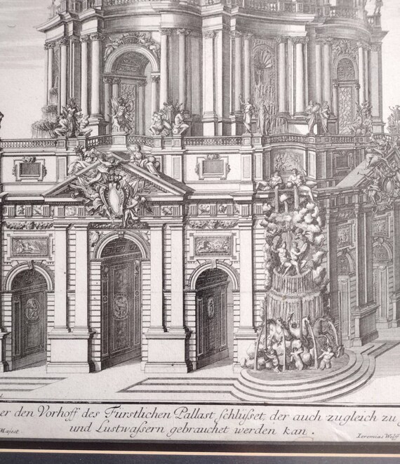 Circa 1700 etching Jeremias Wolff Architectural print