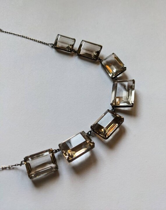 1930's smoky quartz sterling choker Japanese crys… - image 3