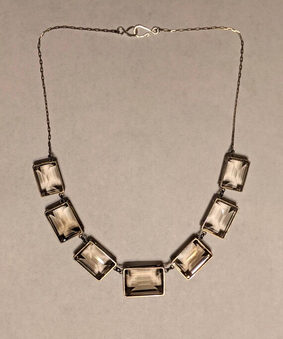 1930's smoky quartz sterling choker Japanese crys… - image 9