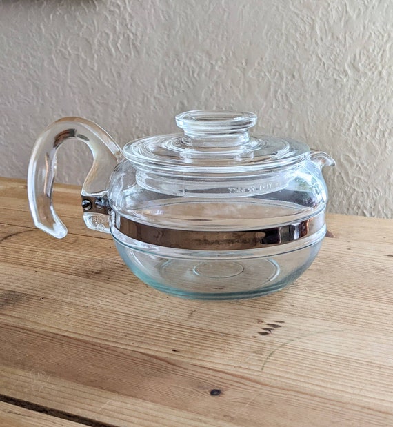 Pyrex teapot with glass infuser safe on stovetop to brew