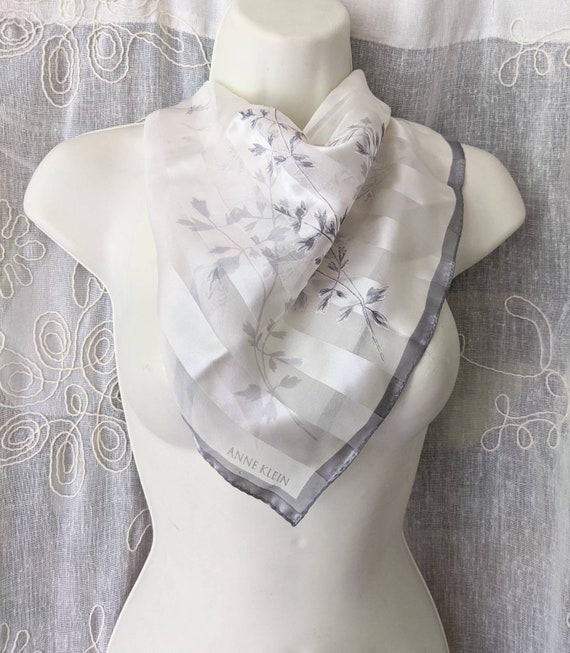 Silk chiffon Anne Klein scarf carré 11 inch sheer 