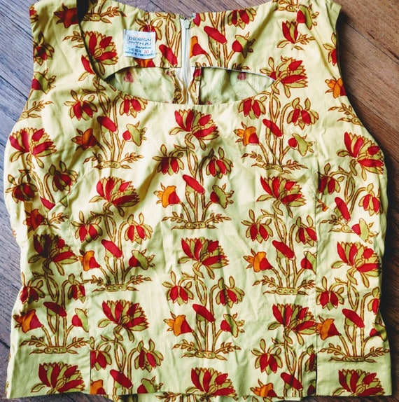 Rockabilly 60's blouse sleeveless XS/S cotton - image 3