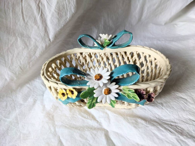 Italian ceramic basket shops handmade midcentury
