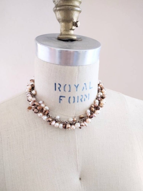 Freshwater Champagne Cream Pearls Sterling Silver Choker 15 Inch