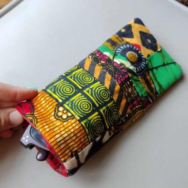Quilted eyeglass case African fabric