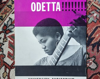 Odetta originele concertposter uit de jaren 60 fuchsia modernistisch Chicago