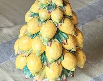 Włoska figurka majoliki z drzewa cytrynowego Capodimonte 9 cali