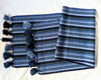 Ikat cotton table runner handwoven 12 x 54 inches