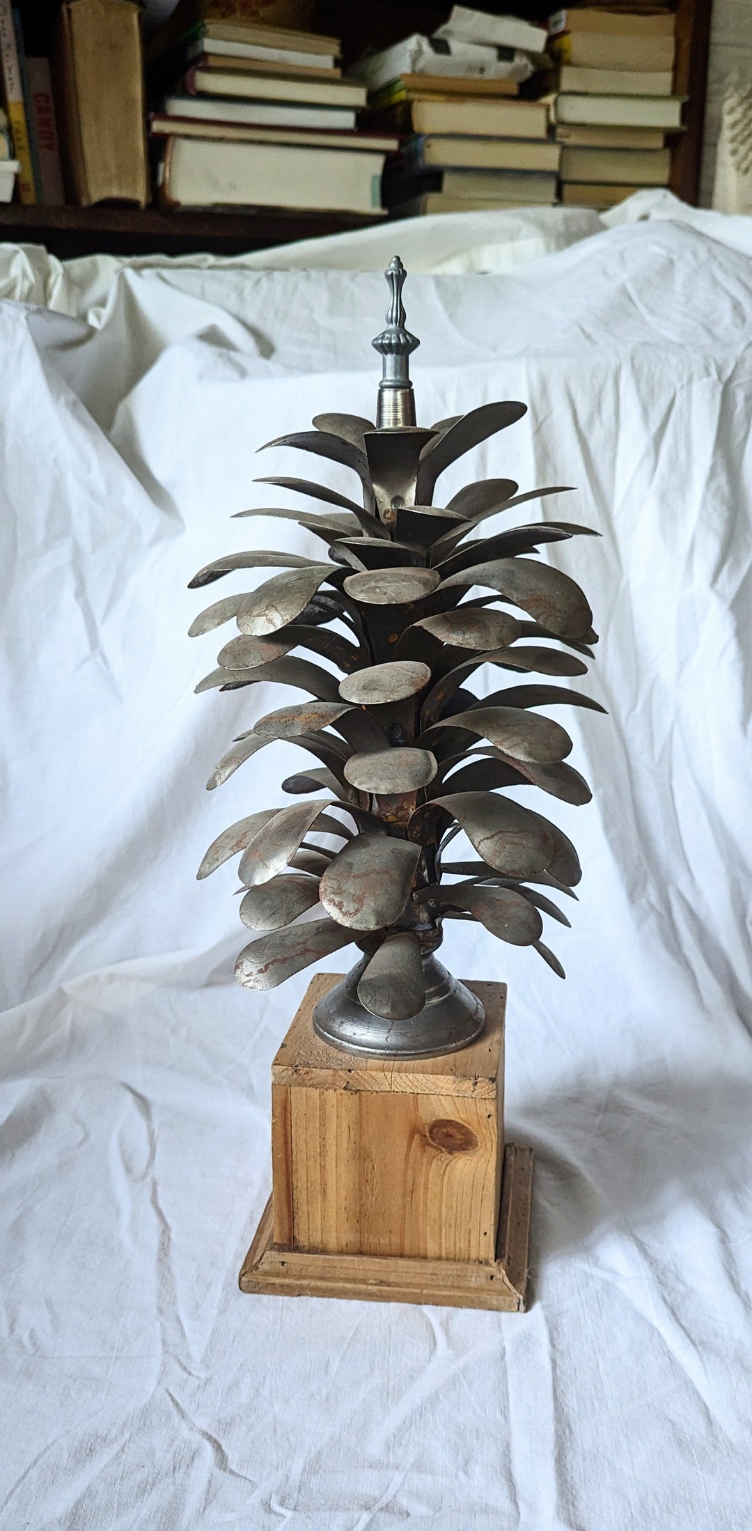 Pinecone Finial Rustic Steel Wood - Etsy