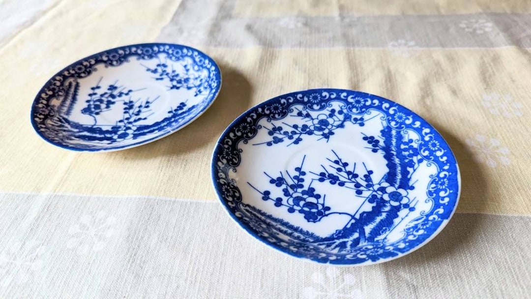 Japanese Saucers Cherry Blossom Eggshell Thin Two Plates Etsy