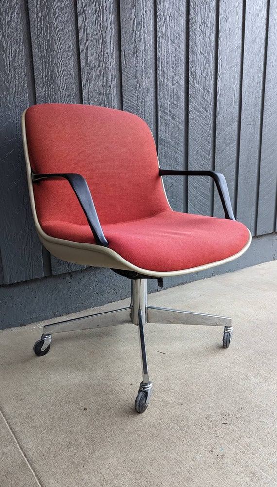 VTG Steelcase Pollock Desk Chair Knoll Red Upholstery Original
