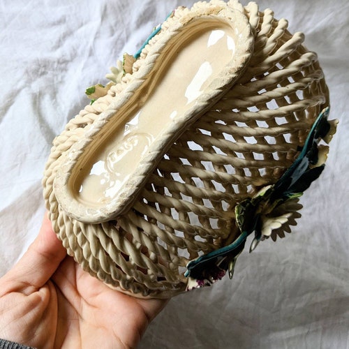 Italian ceramic basket shops handmade midcentury