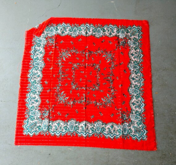 Red scarf Russian gypsy gold thread 31 inch acryl… - image 2