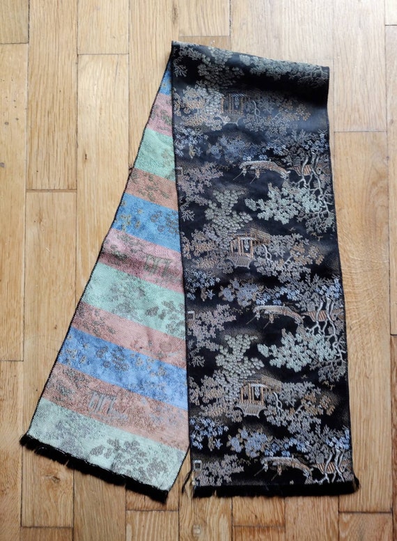 Chinese silk brocade evening scarf as-is