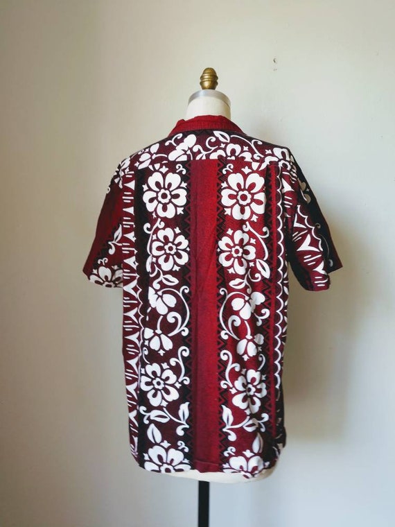 RJC aloha shirt Large red Hawaiian floral cotton … - image 6