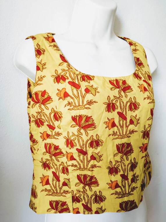 Rockabilly 60's blouse sleeveless XS/S cotton - image 6