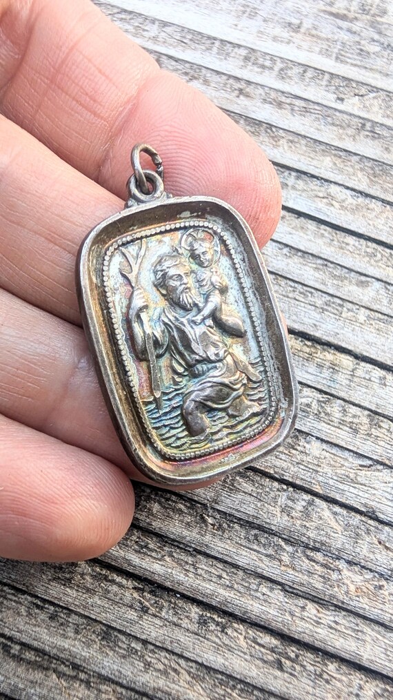 St. Christoper medallion sterling silver antique by Creed