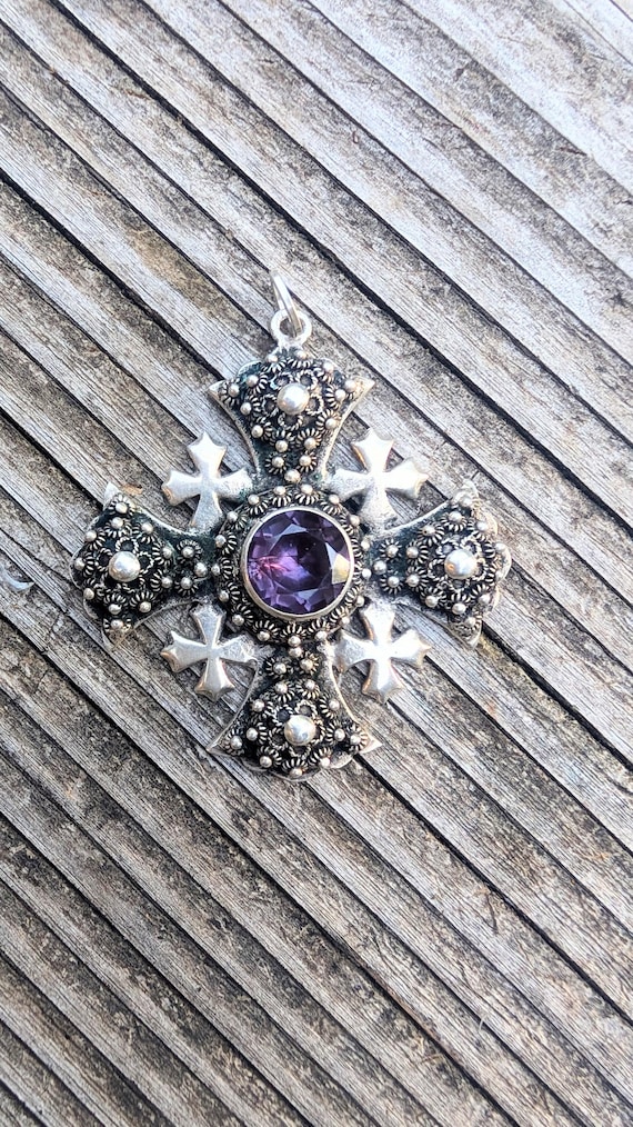 Jerusalem cross faceted amethyst artisan St.John