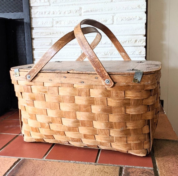 Antique Picnic Basket Early 20th Century Large - Etsy