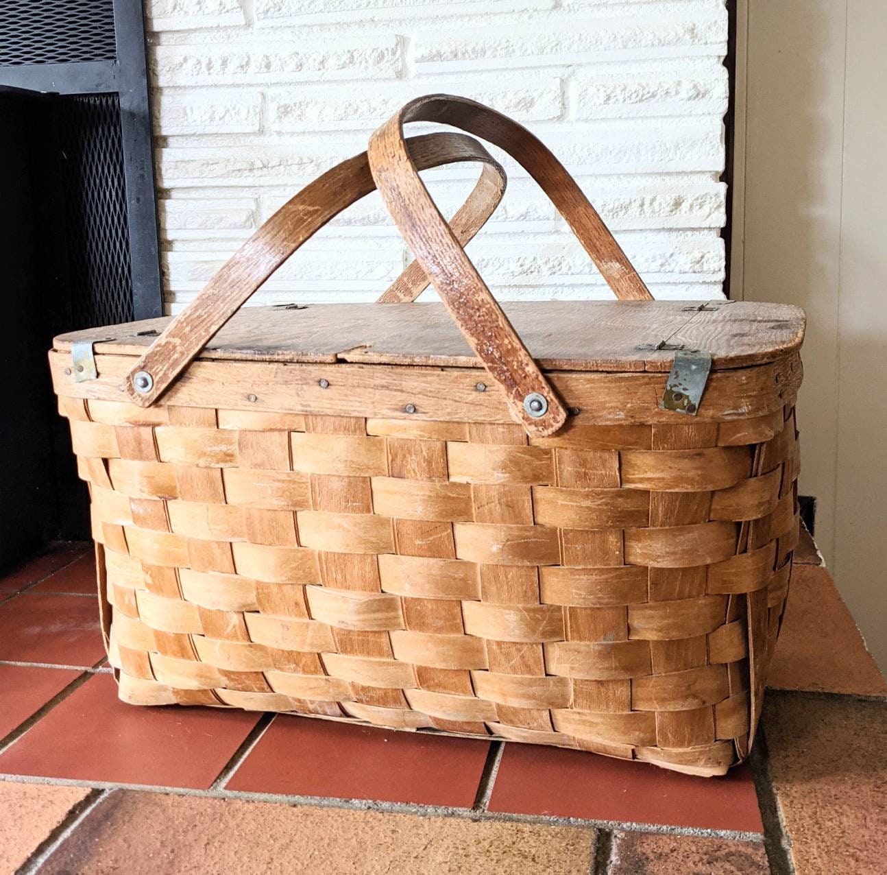 Antique Picnic Basket Early 20th Century Large - Etsy