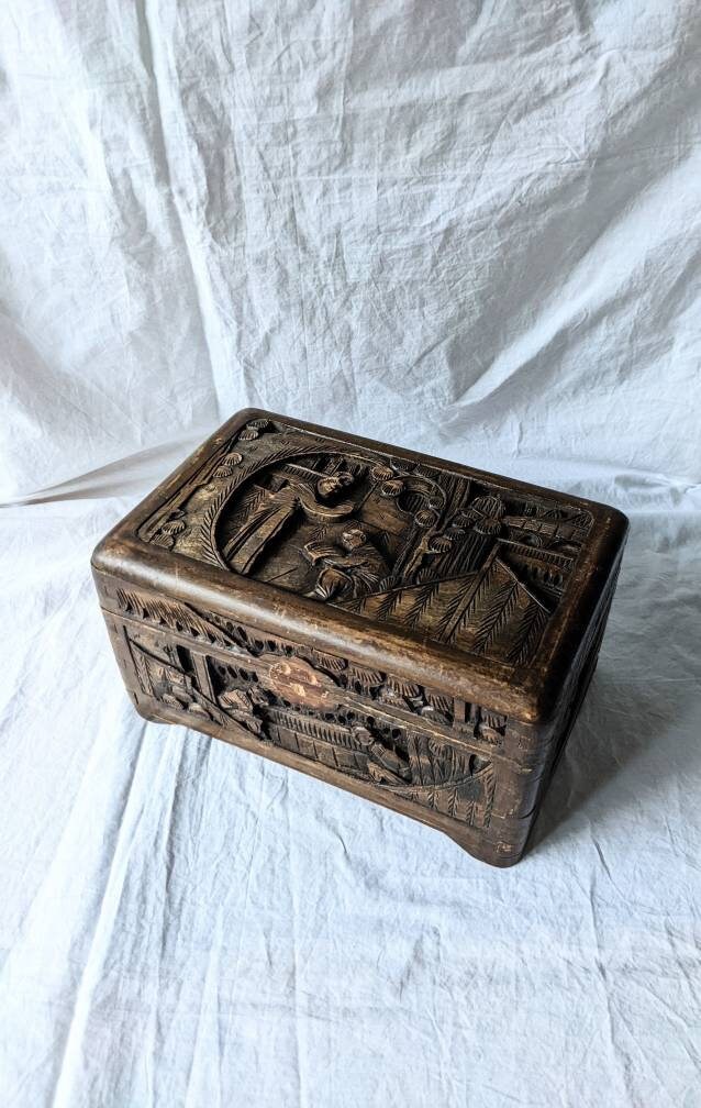 手彫りの中国製木箱 幸運 - Etsy 日本