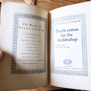 1927 La mort vient à l’archevêque Willa Cather volume