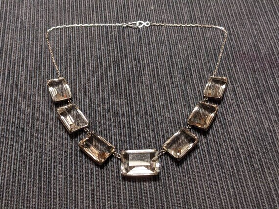 1930's smoky quartz sterling choker Japanese crys… - image 5