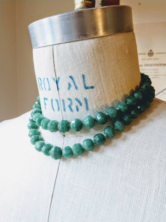 50's Aventurine choker 2 strand necklace - image 8