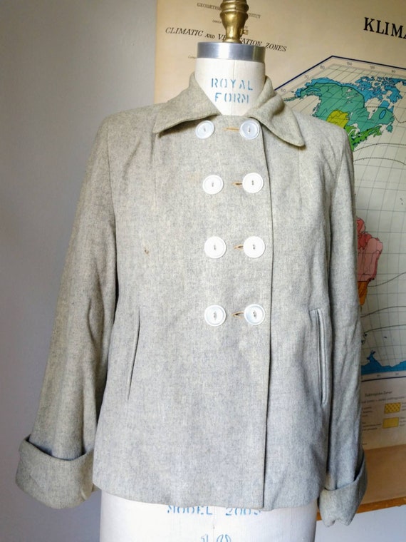 1940s Gray Fur Coat Goat Hair / 40s Goat Fur Button Down Swing Coat Zinman Furs  / M main image 0
