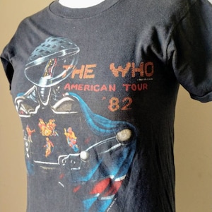 1982 THE WHO shirt S/M Screen Stars American Tour T-shirt black vintage rock faded worn thin soft original vintage
