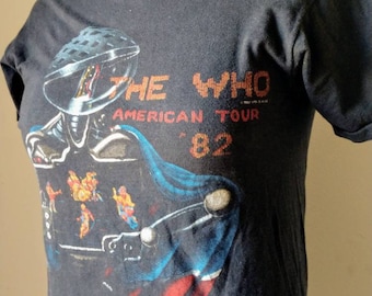 1982 THE WHO shirt S/M Screen Stars American Tour T-shirt black vintage rock faded worn thin soft original vintage