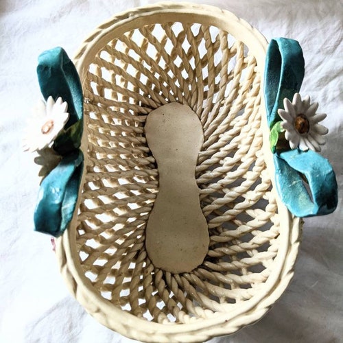Italian ceramic basket shops handmade midcentury