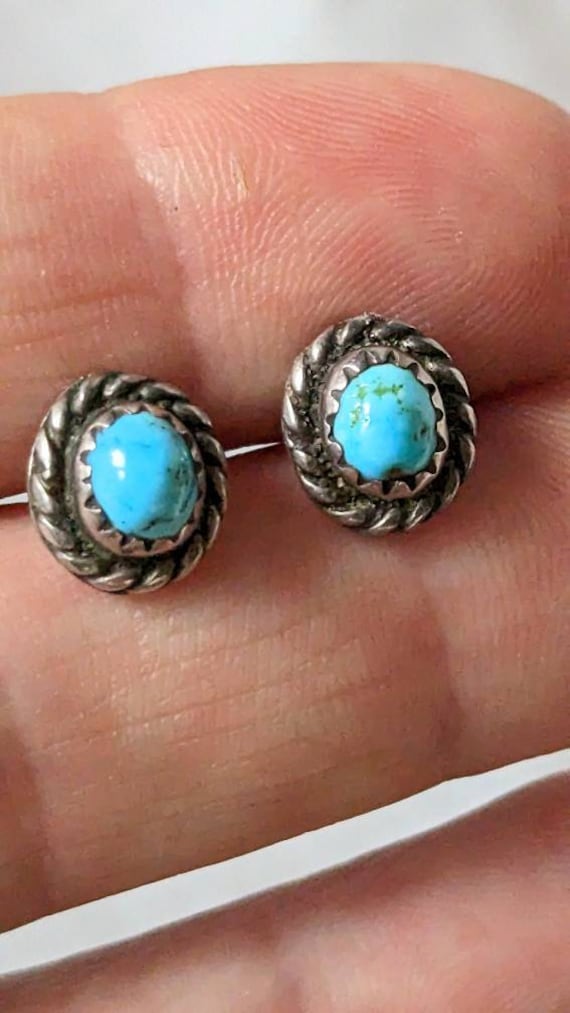 Navajo turquoise stud earrings sterling silver