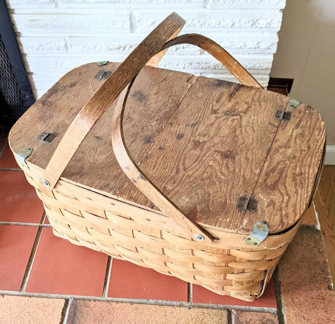 Antique Picnic Basket Early 20th Century Large - Etsy