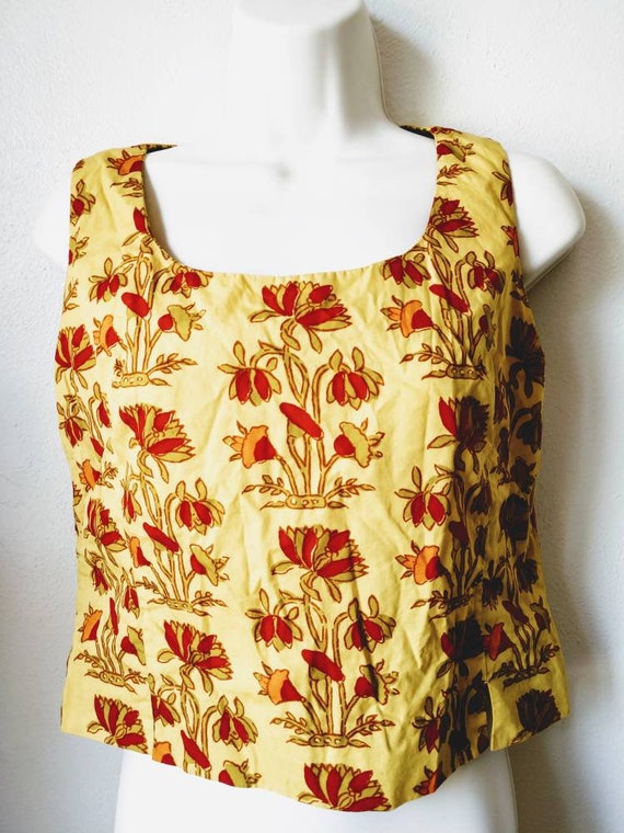 Rockabilly 60's blouse sleeveless XS/S cotton - image 8