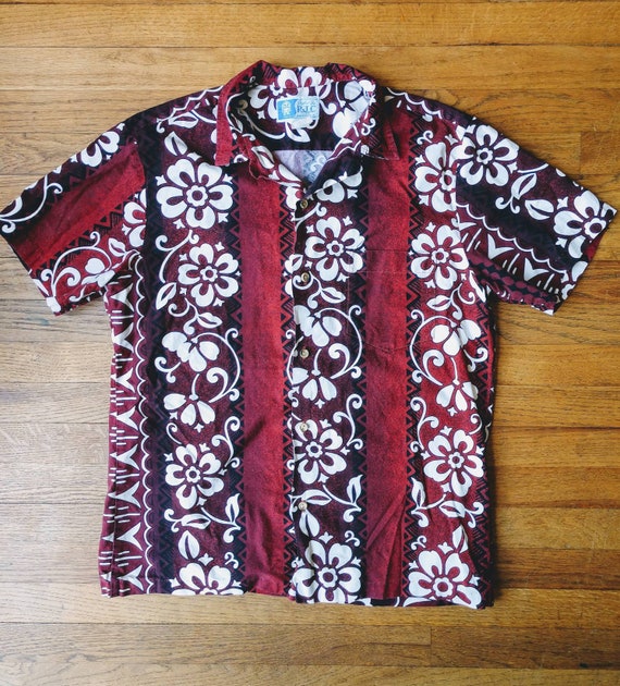 RJC aloha shirt Large red Hawaiian floral cotton … - image 4