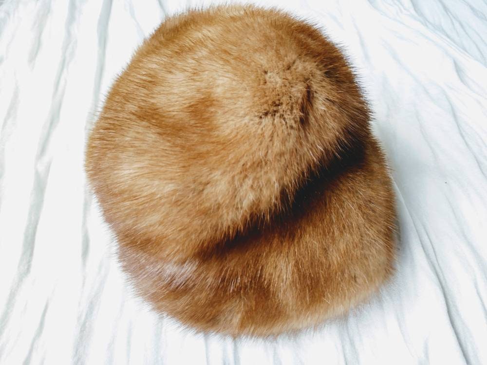 Mink Pillbox Hat Golden Brown Lined 50 display picture 1