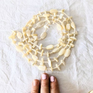 mother of pearl beaded necklace 48 inches