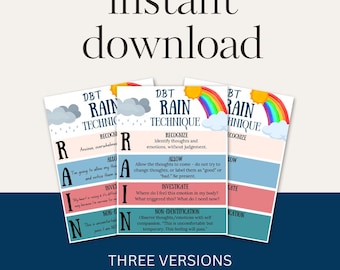 DBT RAIN Skill Poster & Worksheet Bundle (printable) - Etsy