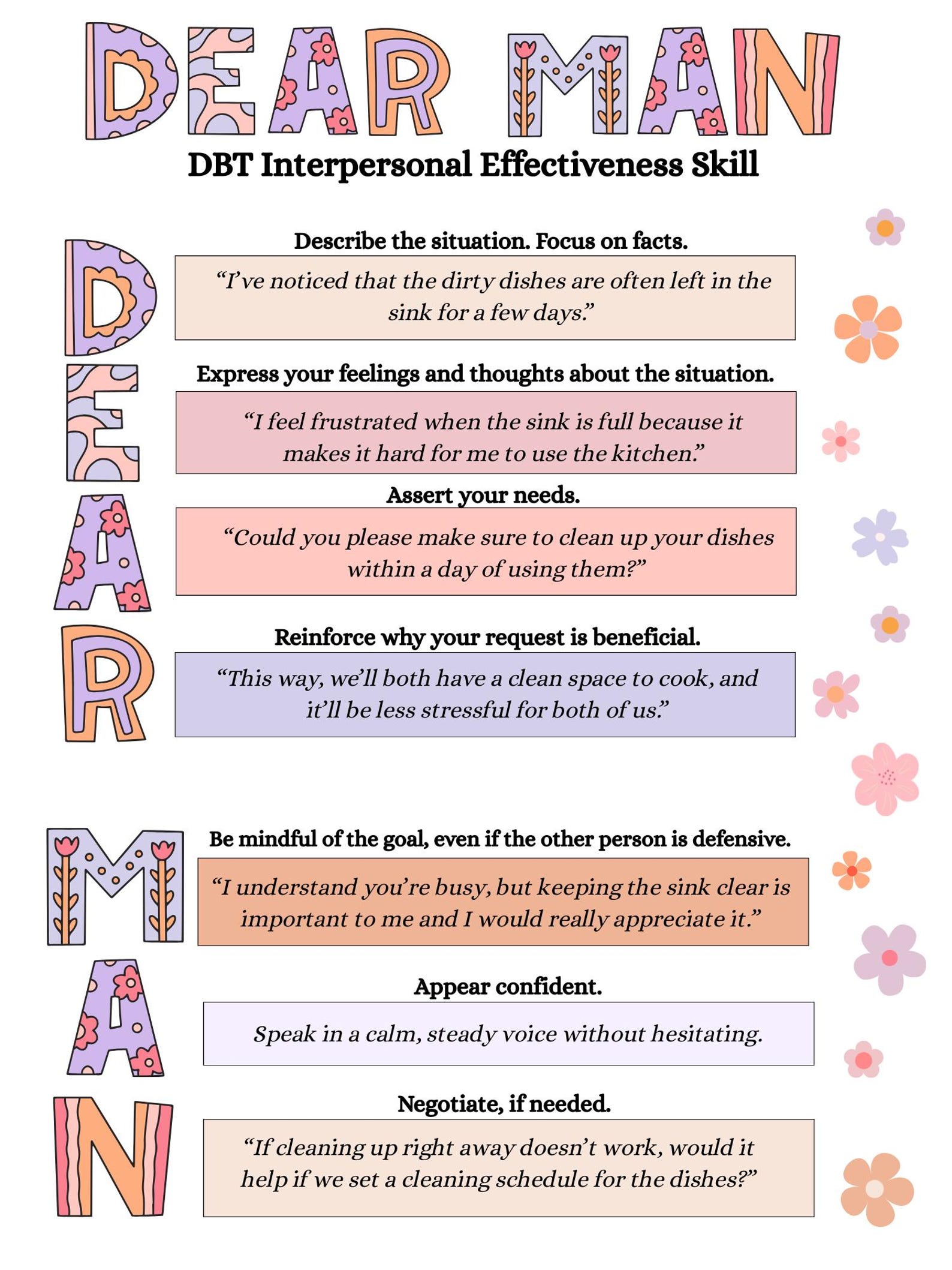 DEAR MAN DBT Skills Printable | Mental Health Decor (digital Download ...