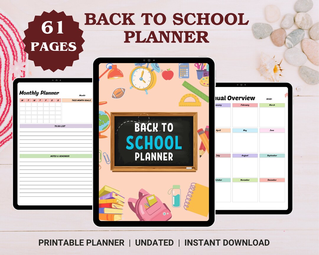 Digital Back to School Planner, Printable Student Planner Bundle ...