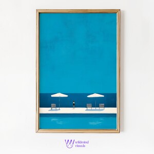 Daydream by the Pool – Minimalistisches Strand Poster. Moderne Wandkunst für Beach-Lover, Ferienhäuser & entspannte Räume