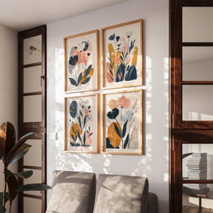 Floral Wall Art Set: Pastel Abstract Prints, Modern Home Decor (Digital Poster)
